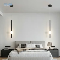 modern art long cable bedside hanging lamp black white acrylic sconces bar office bedroom pendant lights warm white light