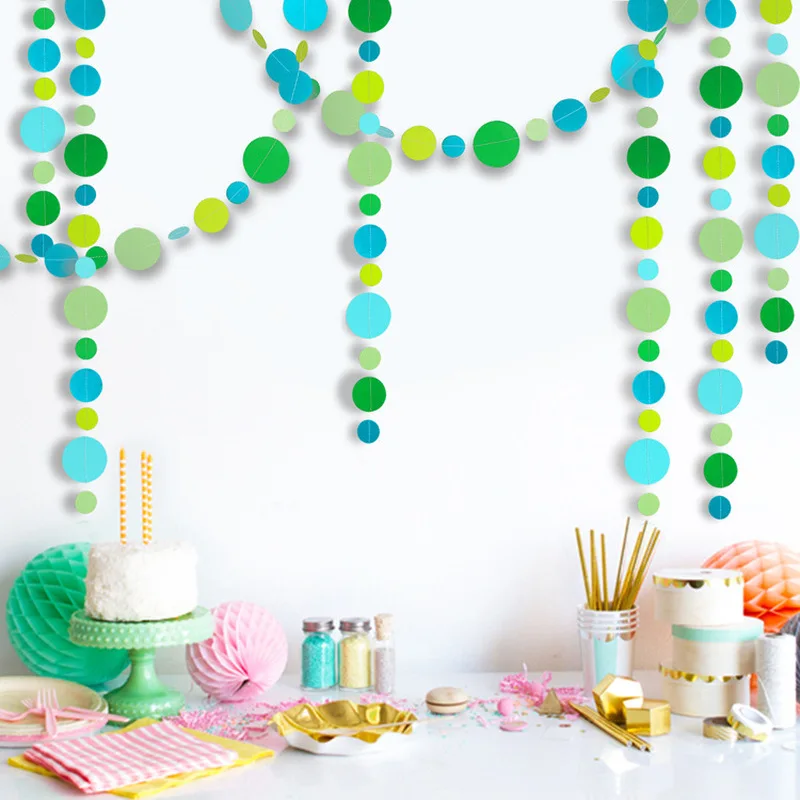 4 м круглый синий зеленый Бумажная гирлянда растительная струна настенный