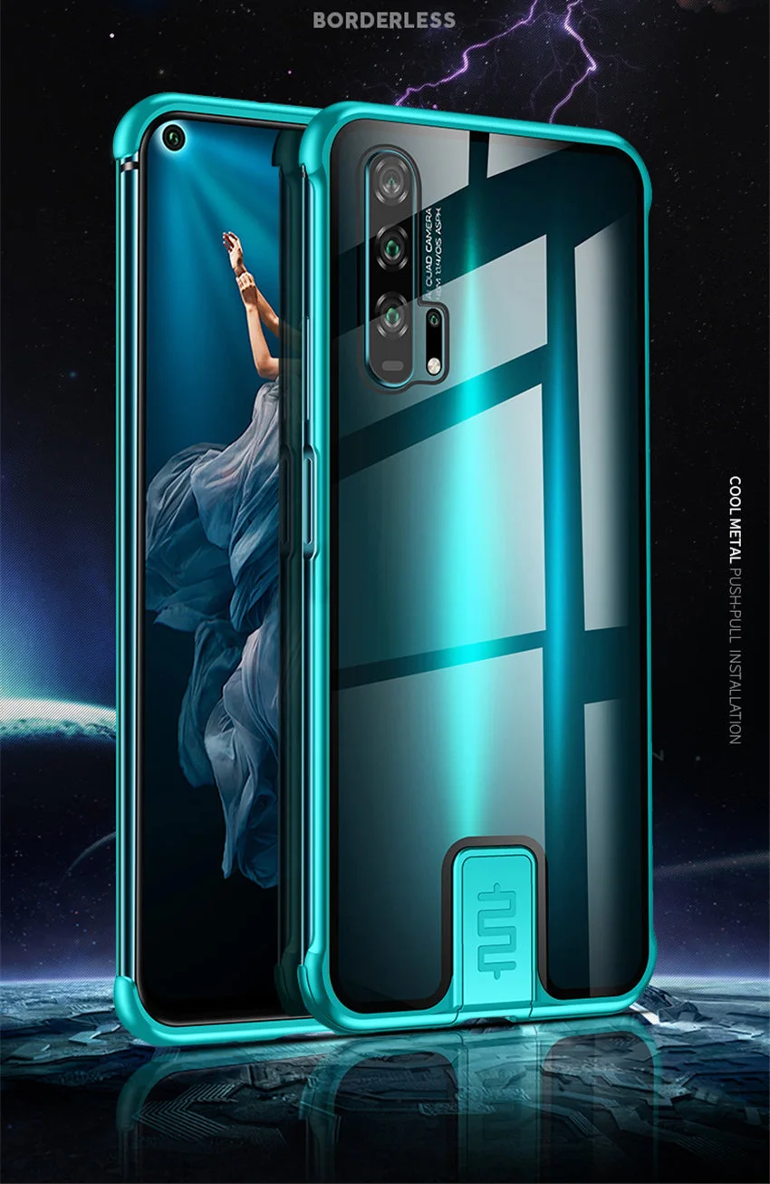 R-just Borderless серия металлический каркас чехол для телефона huawei Honor 20 защитный чехол стеклянная задняя крышка Чехлы для huawei Honor 20 Pro