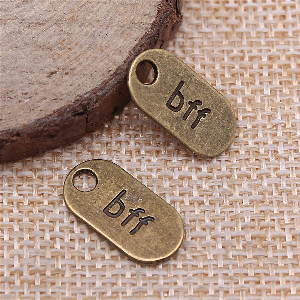 

59pcs 18x9mm antique bronze BFF best friend forever charms diy retro jewelry fit Earring keychain hair card pendant