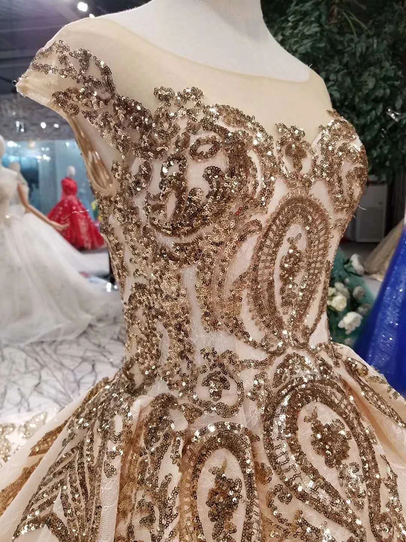 

BGW 31213ht Luxury Dubai Shiny Mothers Of Brides Wedding Party Dresses O-neck Women Occasion Dress Evening With Golden Glitter