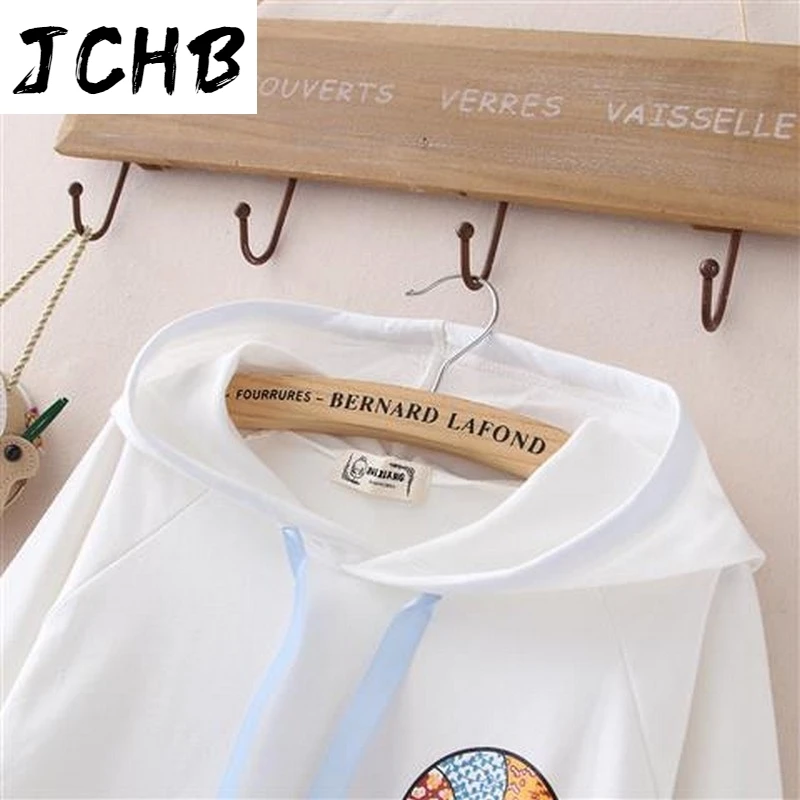 

2021 Streetwear Japan Style Long-sleeve Women Sweatshirt Women Clothes Vintage Animal Printing Sweet Preppy Student Hooed Hoodie