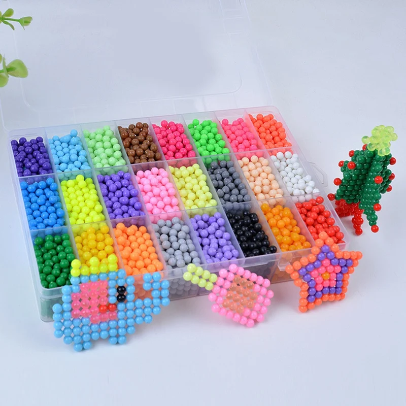 

24 Grids Fashion Magic Water Sticky Beads Refill Accessories Art Crafts Learning Toys for Beaded Jewelry Handmade Diy