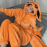 anime cosplay kurama nine tailed fox pajamas unisex cosplay costume kurama flannel home sleepwear jumpsuits nightgown suit 2021