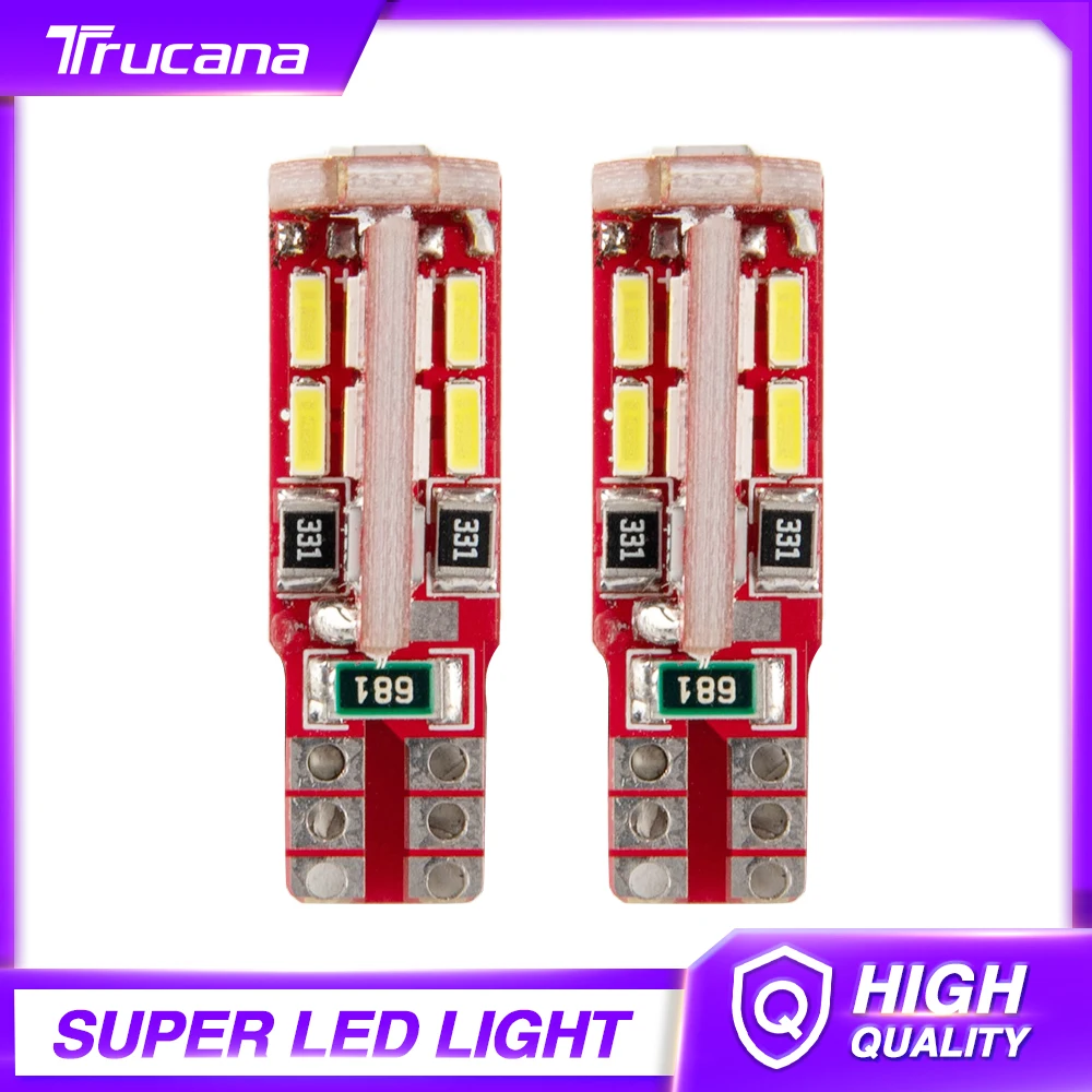

Trucana 2pcs T10 W5W Car Led Lights Canbus No Error 4014SMD For Car Interior Accessories Lamp Tail Reverse Light 6500K White 12V