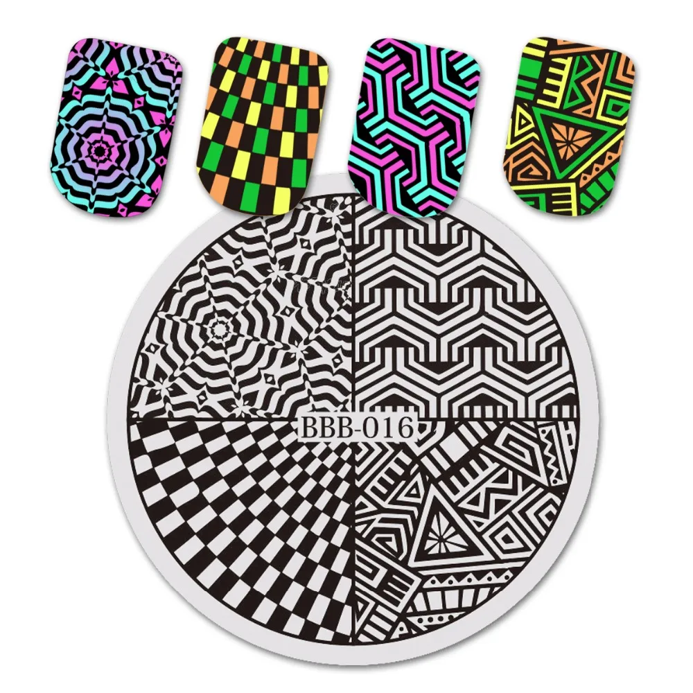 

5.6*5.6cm BeautyBigBang Geometric Pattern Stamping Plates For Nail Polish Nail Art Stamp Stencils Template Stamping Plate