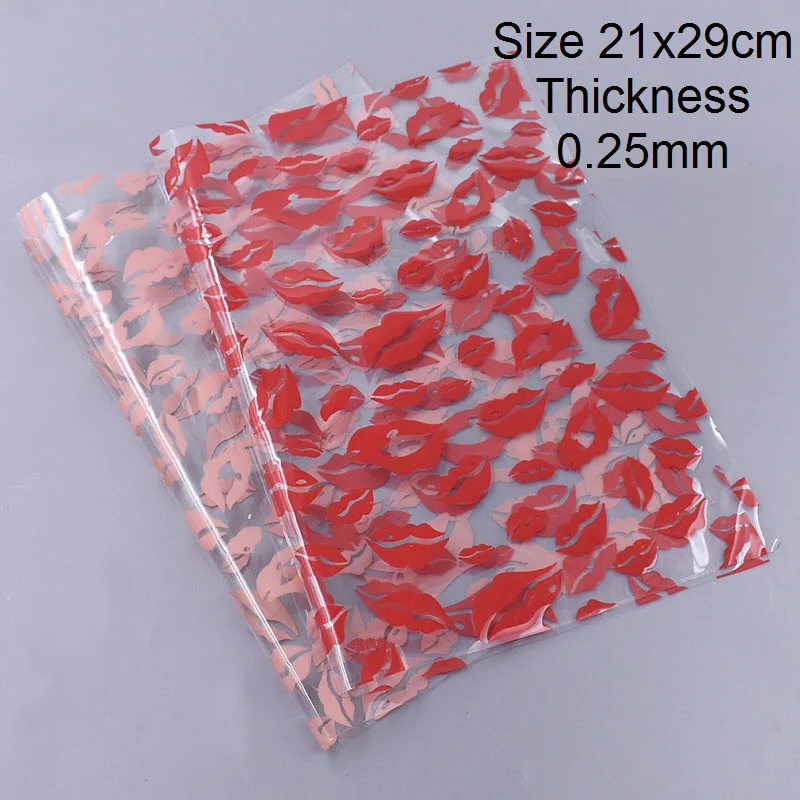 A4 Размер 21x29 см красные губы прозрачный ПВХ ткань лист для сумок швейная обувь Diy