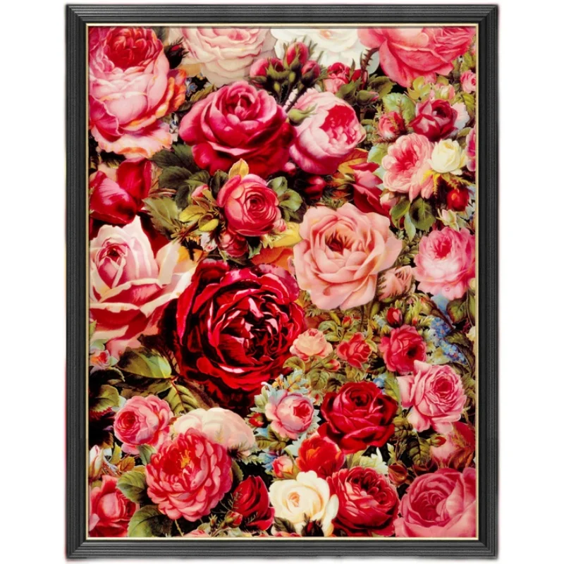 

Rose Flowers Needlework,DIY living room Cross stitch kit Full embroidery Cross-Stitching Silk & Cotton threads