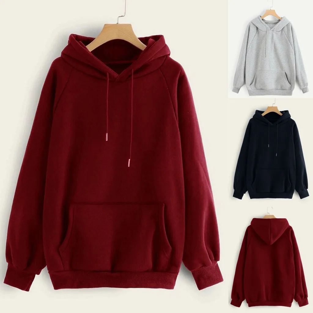 

Hoodie ladies 2019 brand women solid color hooded sweatshirt long sleeve hoodie sportswear sports coat casual sportswear S-3XL