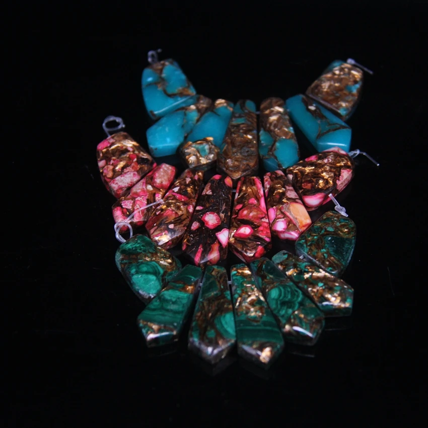 7pcs/set Sea Sediment Arrow Slice Graduated Pendant Beads Top Drilled Ocean Impression Jaspers Emperor Stone Necklaces Jewelry | Украшения