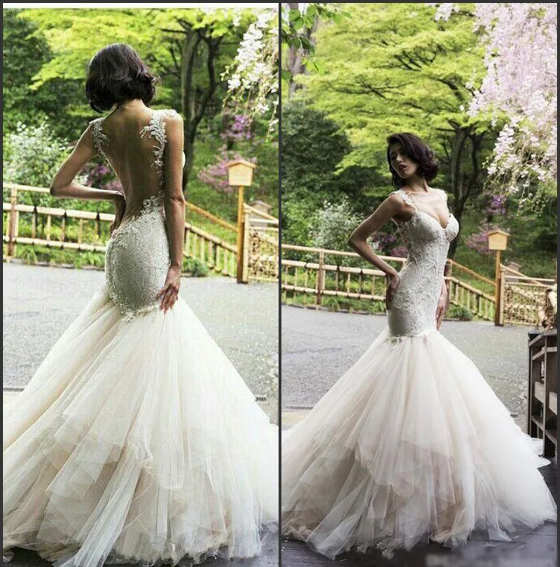 Платье свадебное с пышной юбкой-годе белое платье невесты со шлейфом и вышивкой |