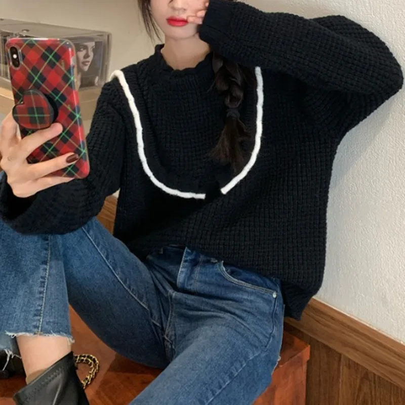 

Женский осенне-зимний пуловер свободного покроя