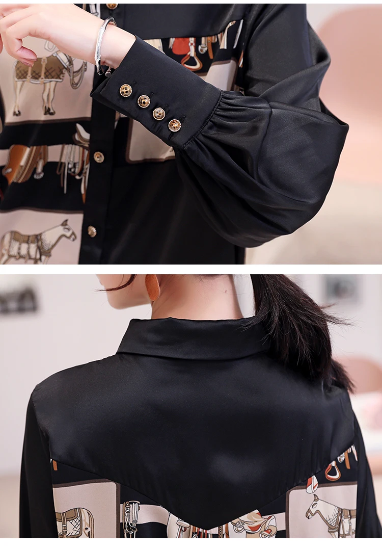 Модная офисная Дамская блузка с отложным воротником в Корейском стиле Женская