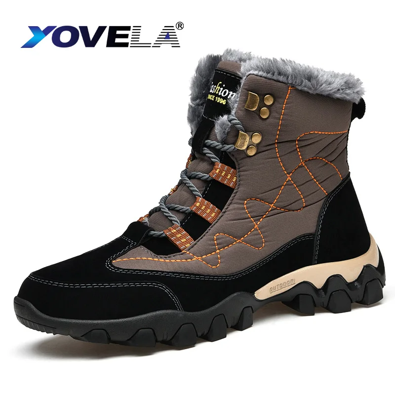 

Men's Winter Warm Fur Boot Snow Shoes for Men Indestructible Shoes Men Boots Fashion Casual Boots Waterproof Men Black Boots