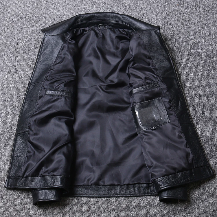Мужское пальто из натуральной воловьей кожи черная куртка большого размера на