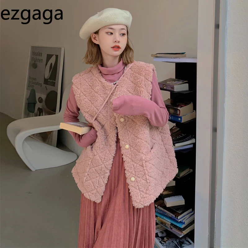 Осенне-зимний женский свитер Ezgaga жилет из ягненка и бархата свободная верхняя