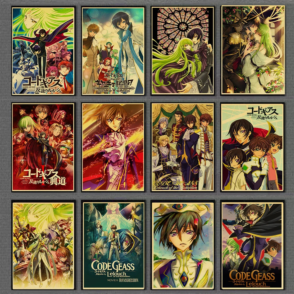 

Vintage Anime Series CODE GEASS Lelouch of the Rebellion Retro Kraft Paper Poster For Wall Art Home Decor Living Room Pictures