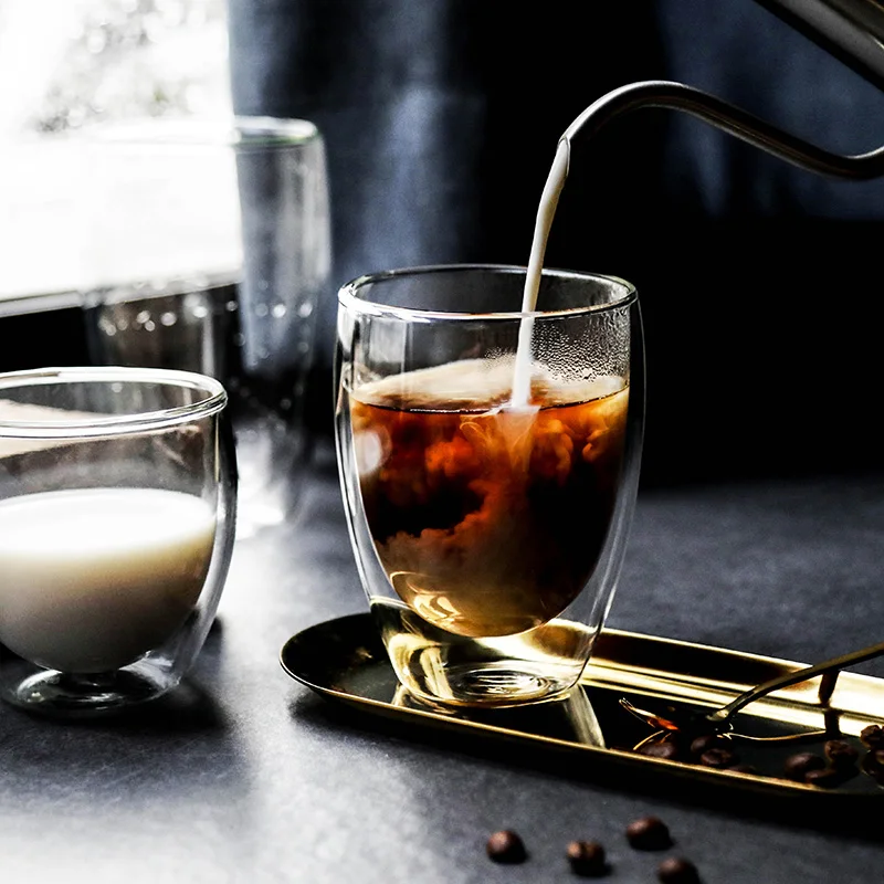 Двойные стеклянные прозрачные Термостойкие чашки для чая и напитков ручной