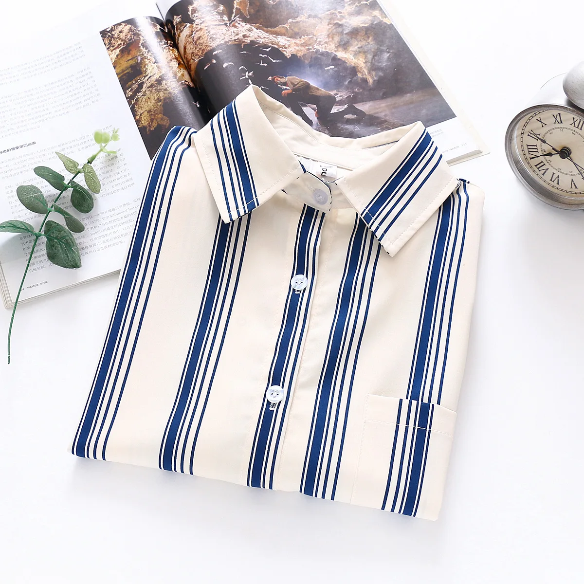 

2020 Autumn New Women Long Sleeve Striped Loose Blouse Shirts Casual Office Lady Shirts Blusas