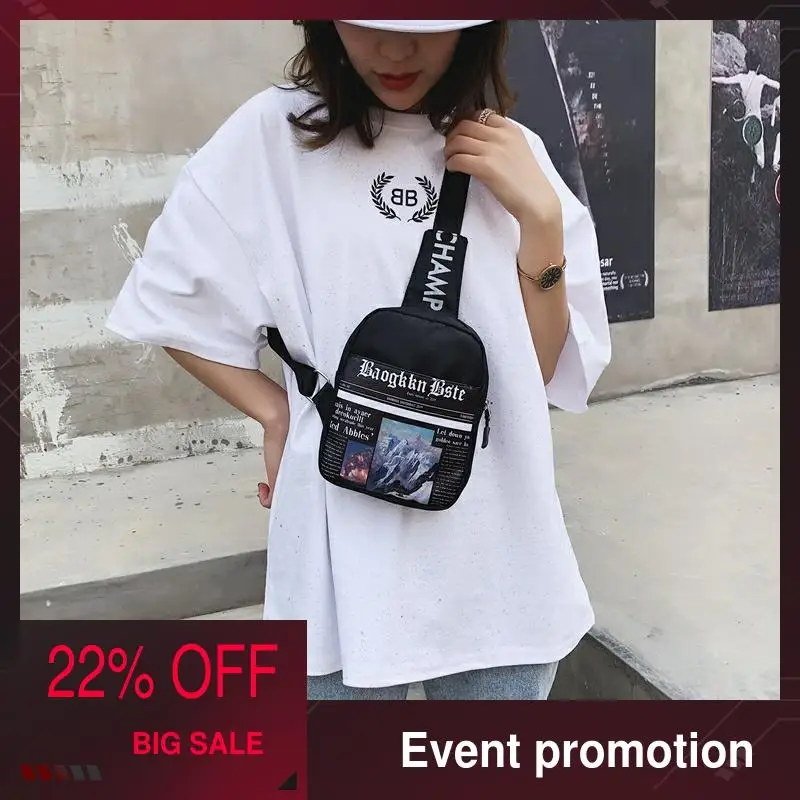 

bags for women 2020 white fashion designer newspaper pattern sports chest bag summer luxury locomotive korean cute crossbody bag