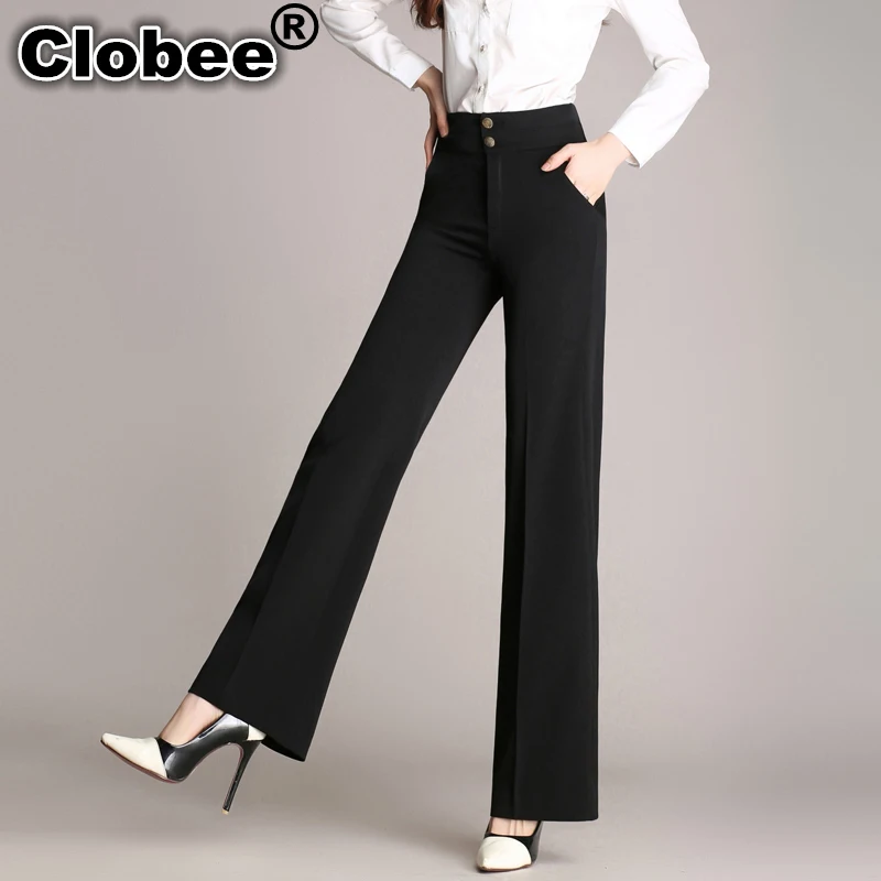 Женские брюки большого размера весна-лето женские офисные с широкими штанинами