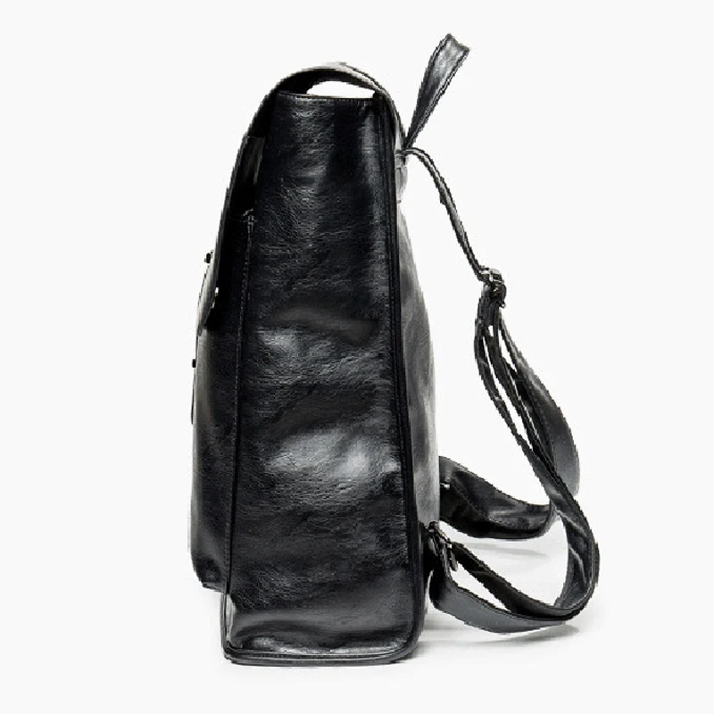 Мужской кожаный рюкзак из ПУ кожи водонепроницаемый деловой для ноутбука 14