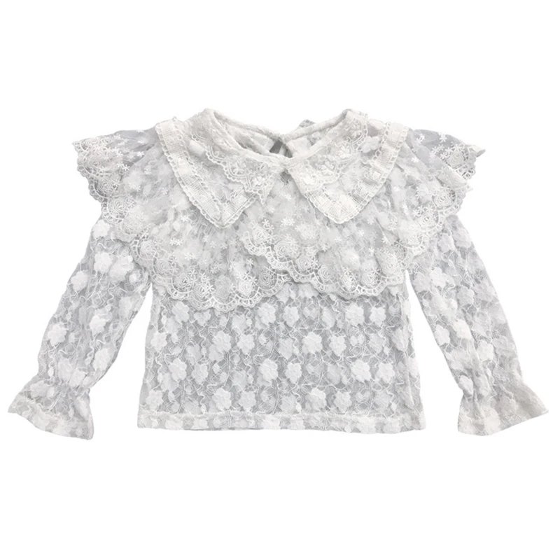 

Lucashy 2021 Spring Summer Baby Girls Long Sleeves T-Shirt Kids Lace Tops falbala Western style Sweet Clothes