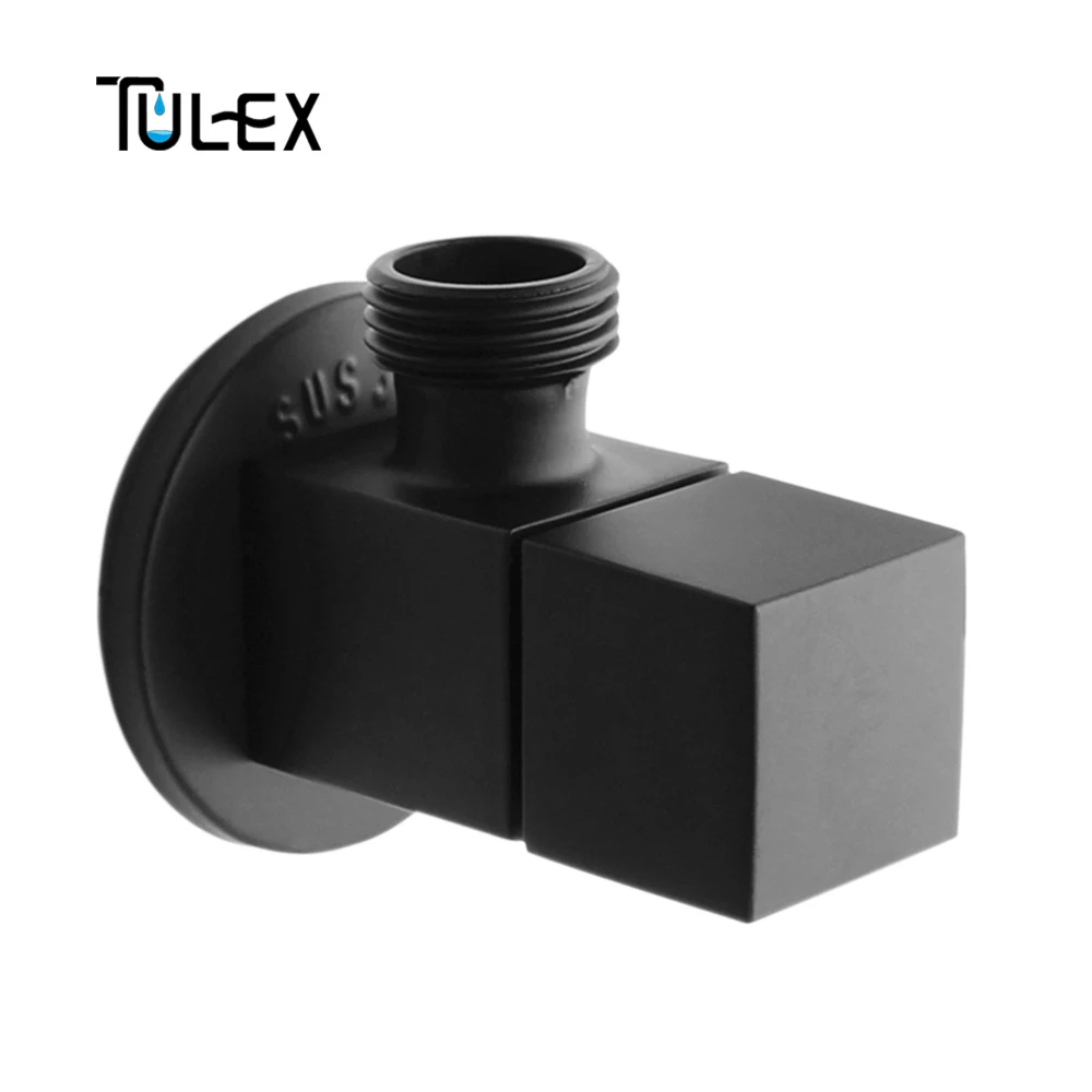 TULEX черный запорный клапан Кран угловой клапан латунный переключающий туалетный клапан насадка для душа соединитель твердая латунь Attachement на кран