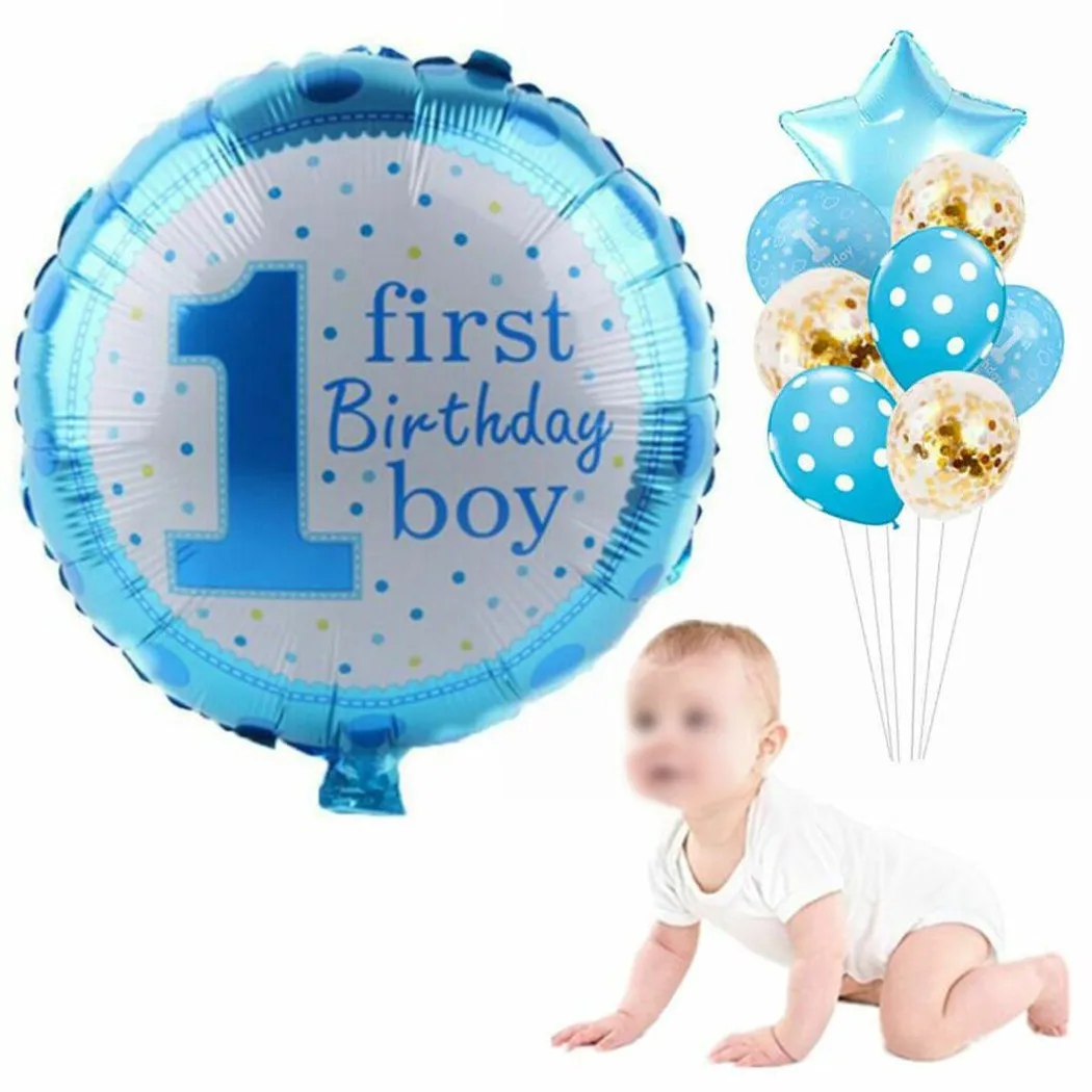 

1 Year Old Baby Birthday Number 1 Aluminum Film Balloon Set Festive Home Decoration Wedding Party Drop Shipping