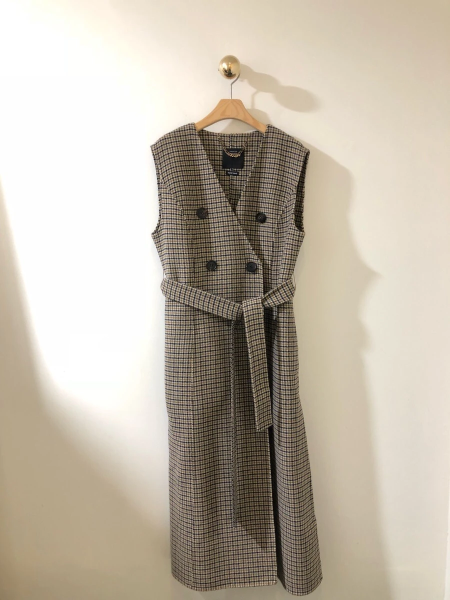 Женское винтажное клетчатое платье без рукавов с v образным вырезом белая