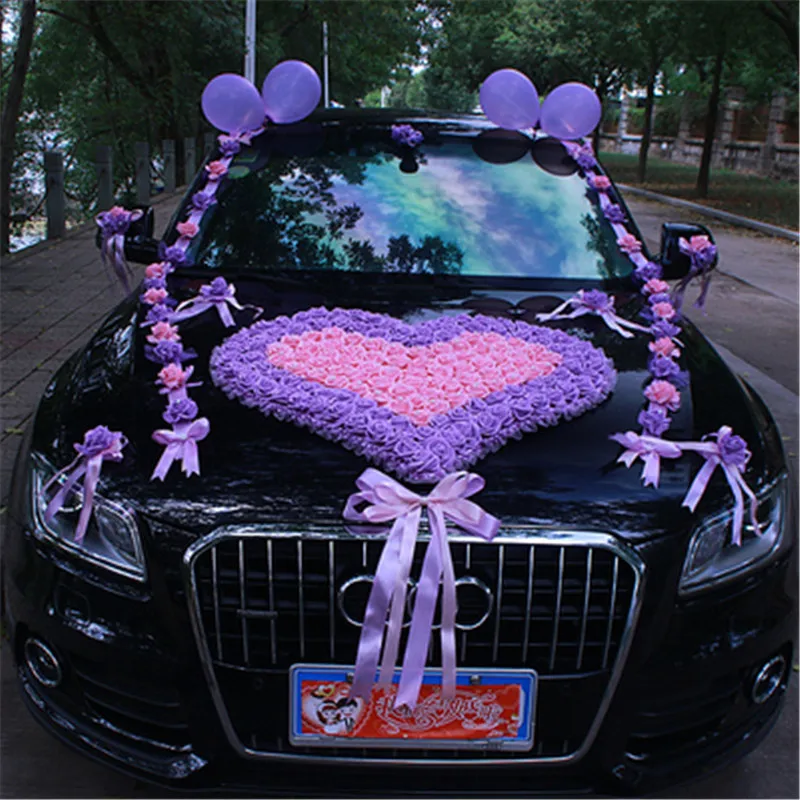 Свадебный автомобиль украшение передний цветок набор большая любовь в форме сердца цветок свадебный автомобиль команда искусственный цветок украшение