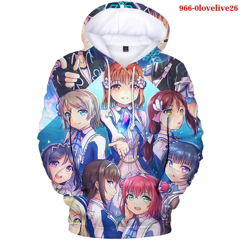 Толстовки Японский пуловер Толстовка костюмы Lovelive 3d-Printing уличная Женская Теплая