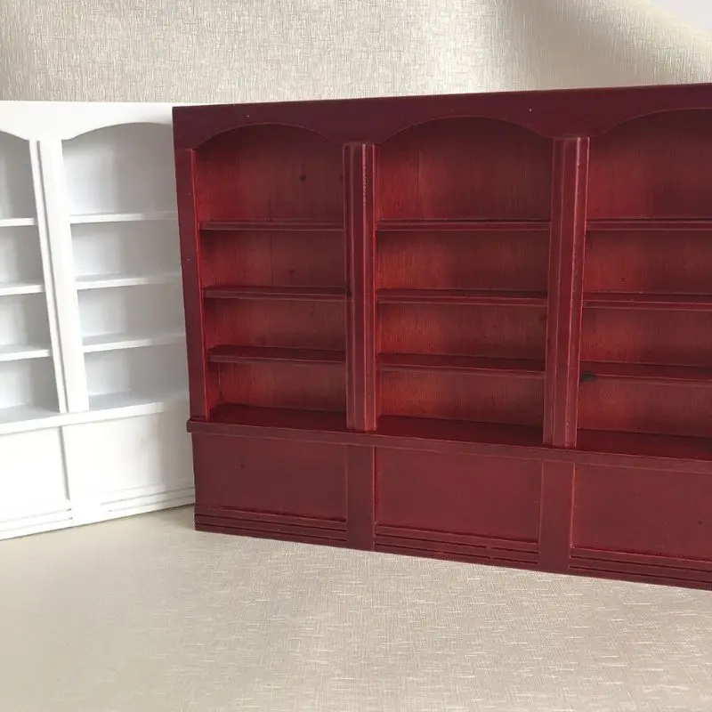 

1:12 Dollhouse Red/White Bookcase Miniature Bookshele Furniture Decorative Accessories