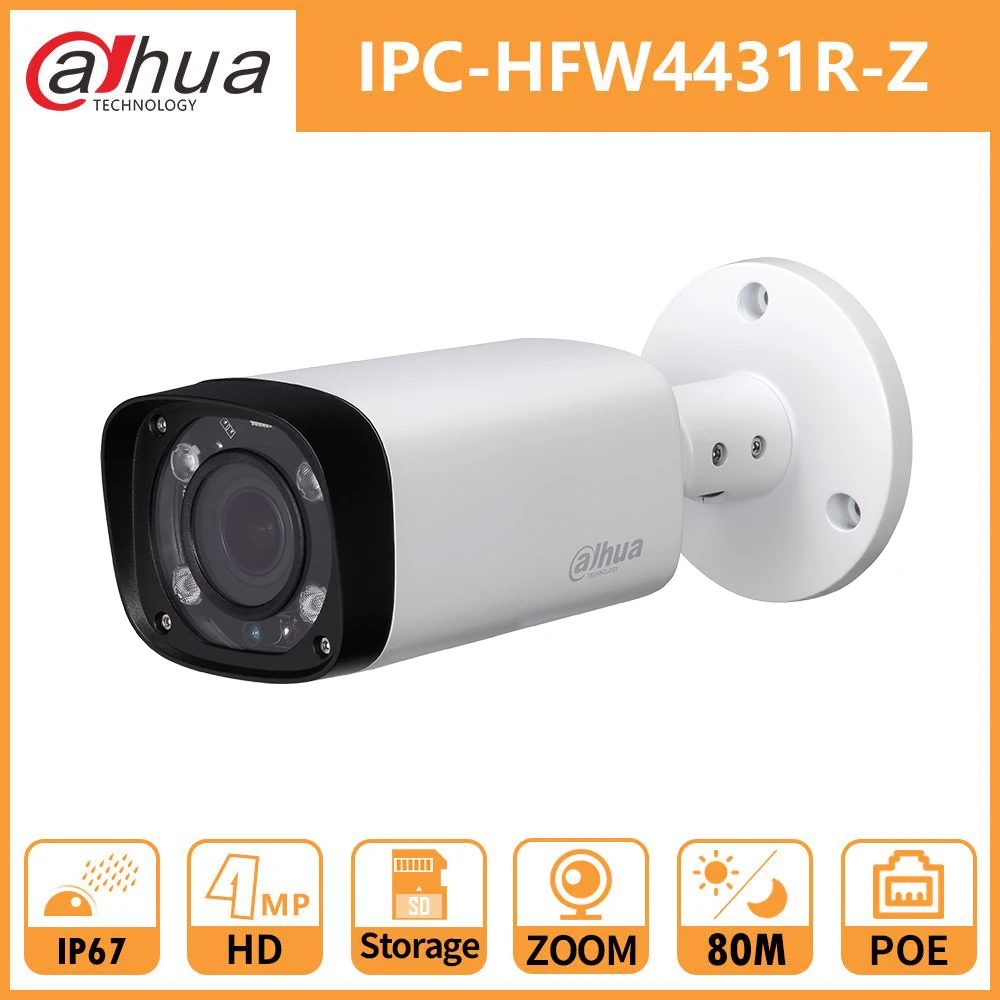 Dahua 4MP ip камера с ночной пулей DH IPC HFW4431R Z Zoom 2 7 12 мм Моторизованный объектив VF IR 80M PoE