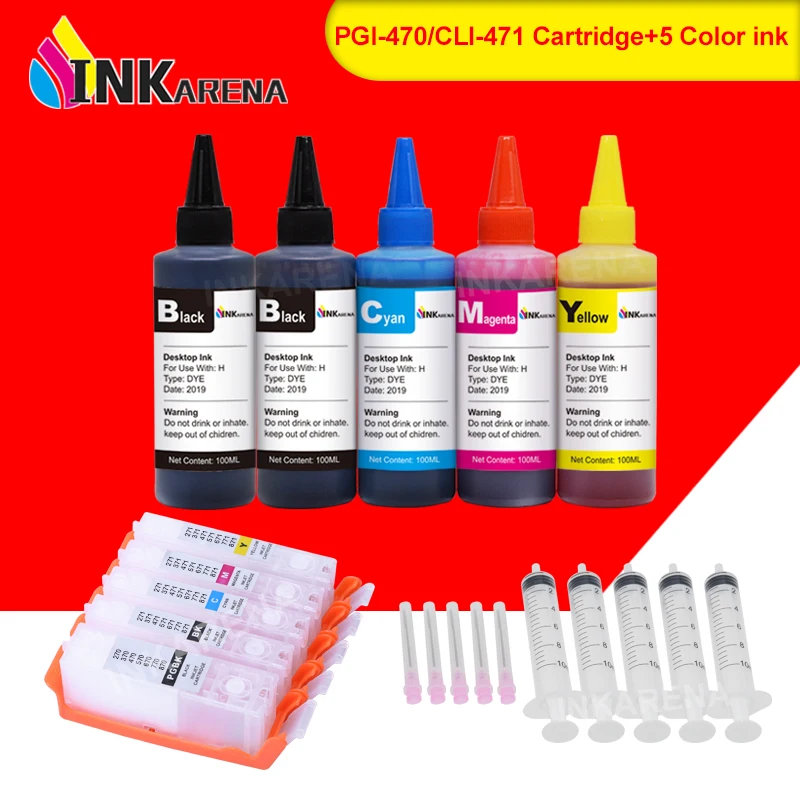 Чернила для принтера INKARENA PGI 470 CLI 471 с емкостью 500 мл Canon PIXMA MG5740 MG6840 MG7740 TS5040 TS6040 TS8040