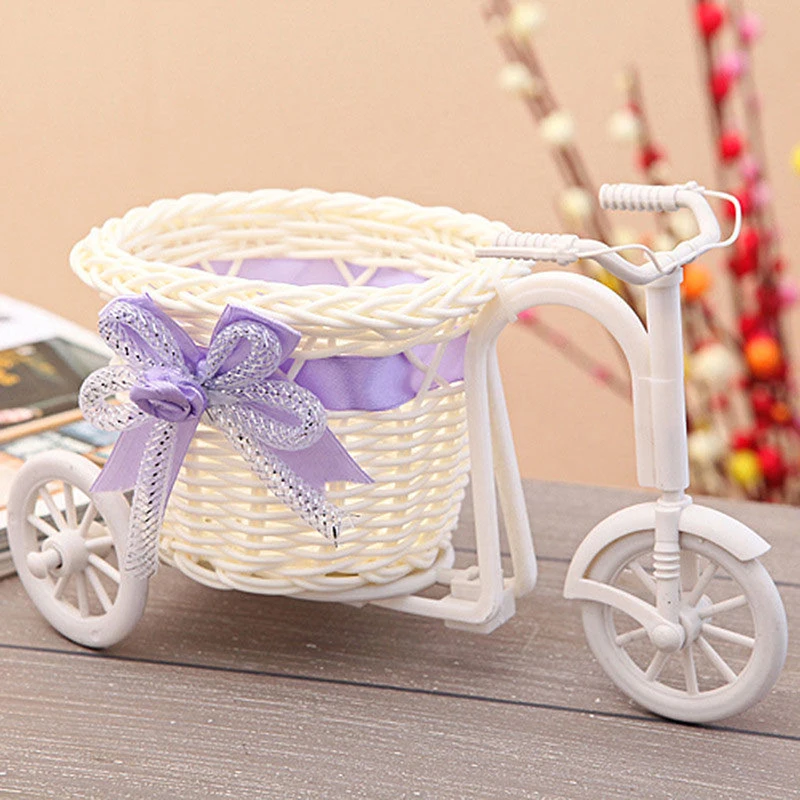 

1* White Tricycle Bike Design Flower Basket Storage Container For Party Wedding