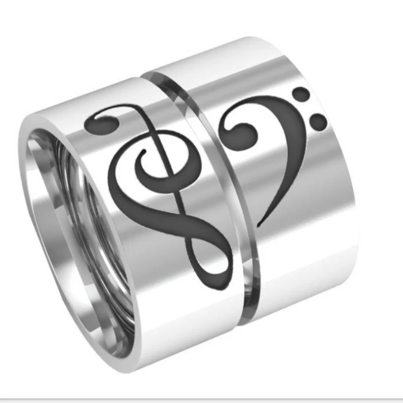 Парная личность музыкальный символ из нержавеющей стали серебряное кольцо с