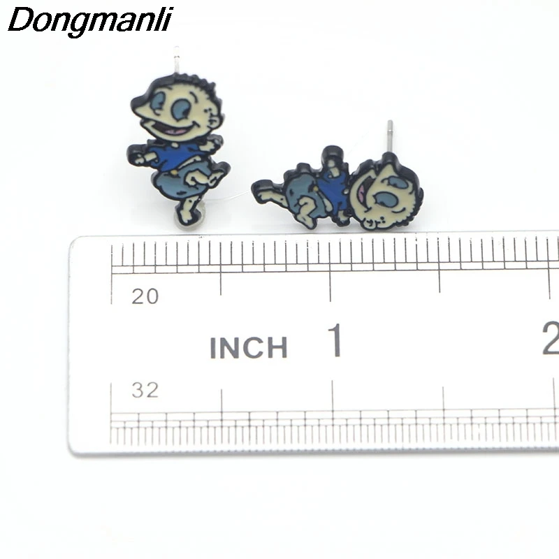 

HJ343 Anime Figure Stainless Steel Pierce Ear Stud kids Cute Earrings For Womens Enamel Earrings Kids Girls Jewelry