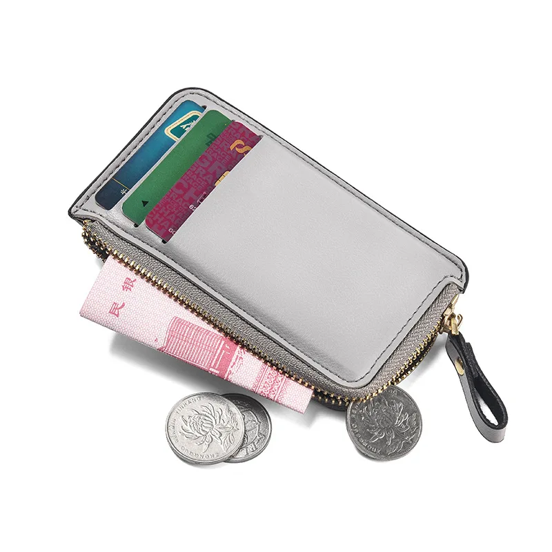 

New Multifunctional Card Bag Men's Zipper Coin Purse Black-gray Simple Solid Color High-end Atmospheric Fashion Men's Wallet