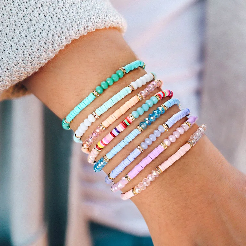 

Bohemian Handmade Multicolor Soft Pottery Glass Beads Bracelets for Women Jewelry Creative Beach Pulsera