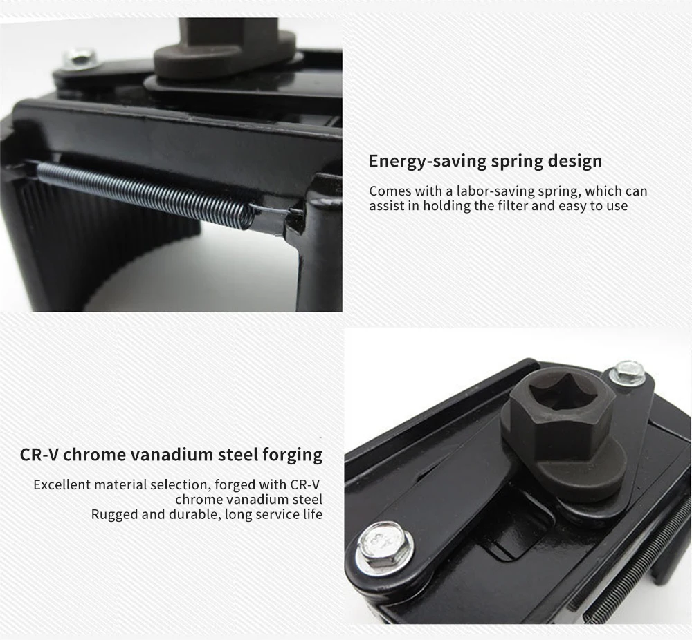 

Oil Filter Wrench Fuel Filter Remover 60mm-80mm Universal Stainless Steel Filter Wrenches For Cars Auto Tools With 2 Jaw