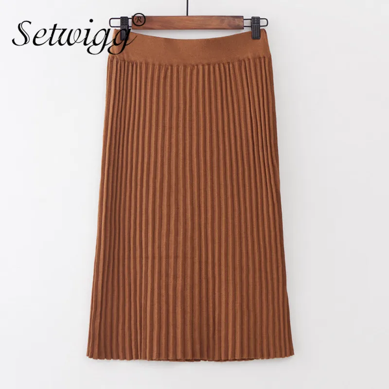 Осенняя плотная трикотажная юбка трапеция в английском стиле|length skirt|pleated skirtknee
