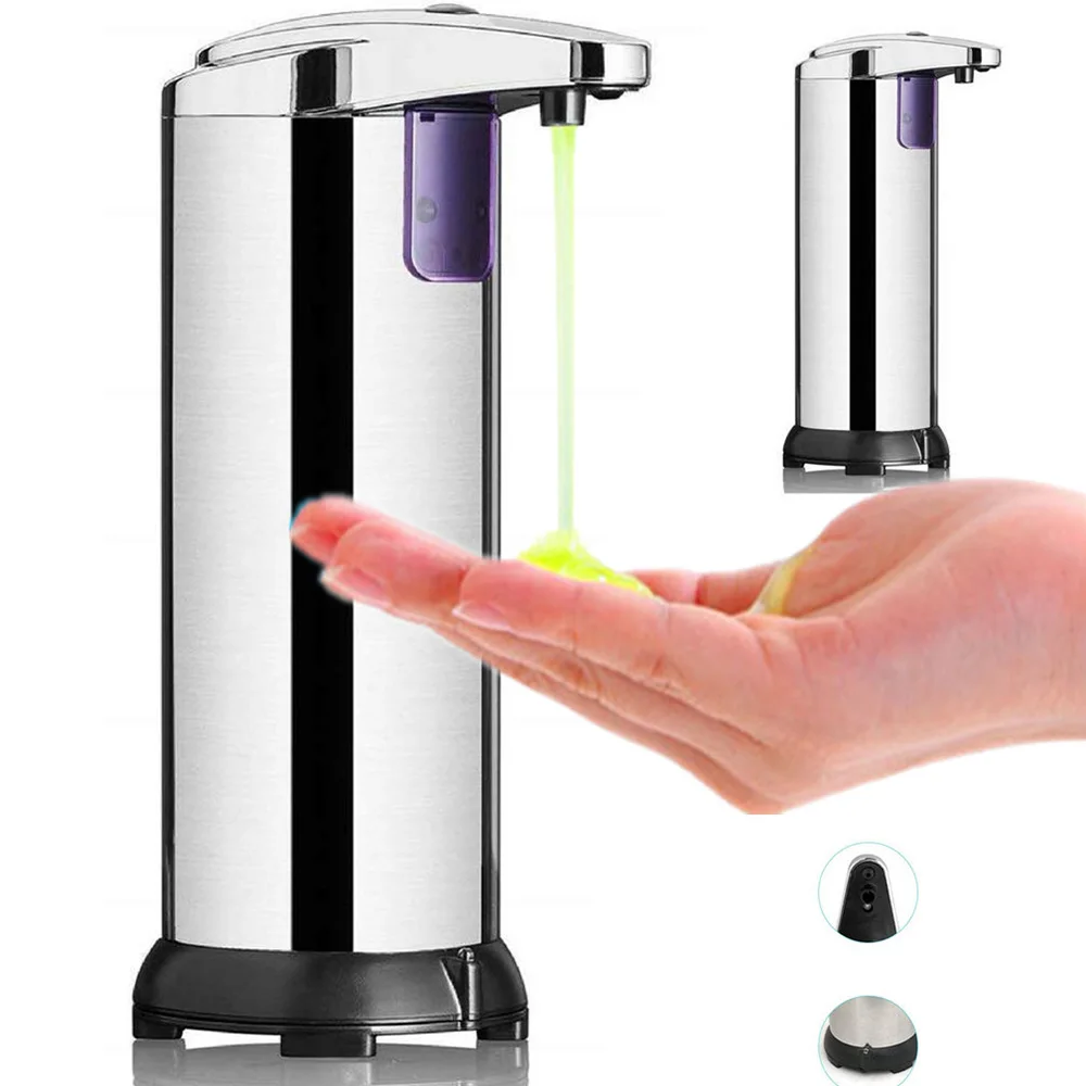 

250ml Stainless Steel Automatic Soap Dispenser Infrared Sensor Soap Dispenser Touchless Sanitizer Dispenser for Bathroom