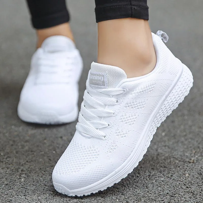 

Women Casual Shoes Fashion Breathable Walking Mesh Flat Shoes Woman White Sneakers Women 2021 Tenis Feminino Female Shoes