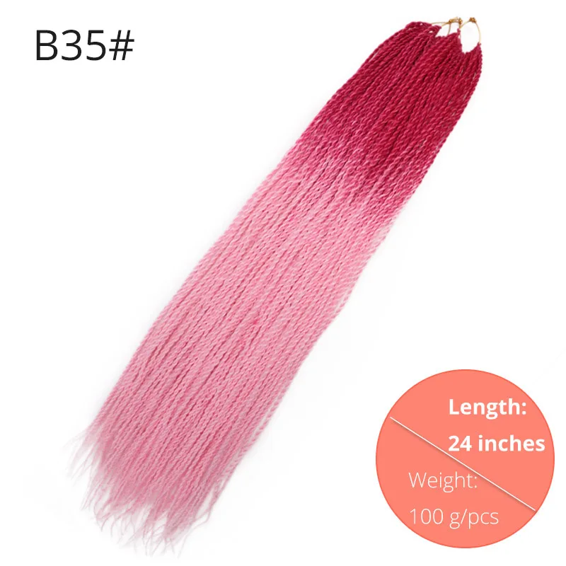 B35 AISI BEAUTY Ombre Senegalese завивка, плетение волос 14 18 24 дюймов Синтетические косички для наращивания крючком наращивание волос Черный Коричневый Женский - Цвет: B35