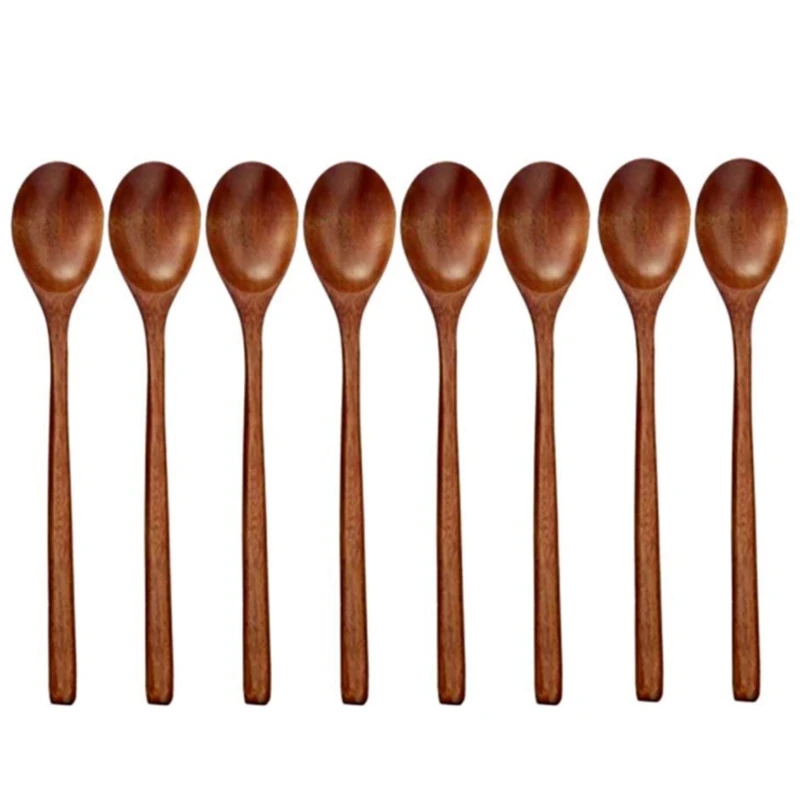 

Wooden Spoons,8 Pieces Wood Soup Spoons for Eating Mixing Stirring Cooking, Long Handle Spoon with Japanese Style