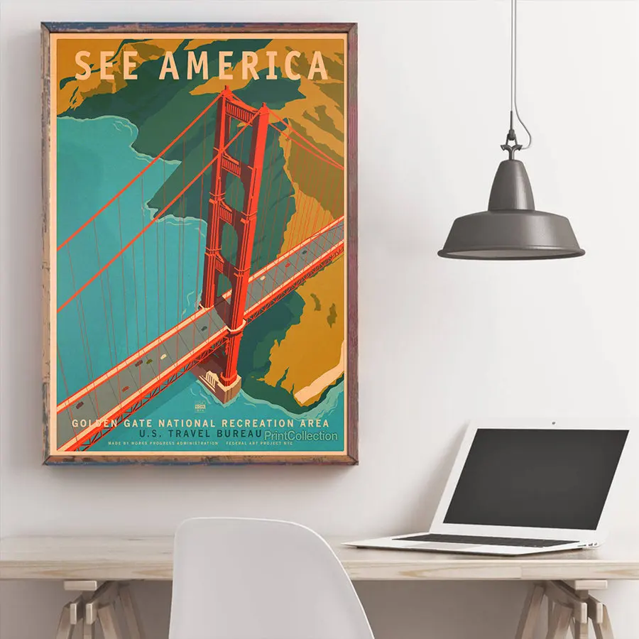 Городской дорожный постер ручная роспись туристические достопримечательности