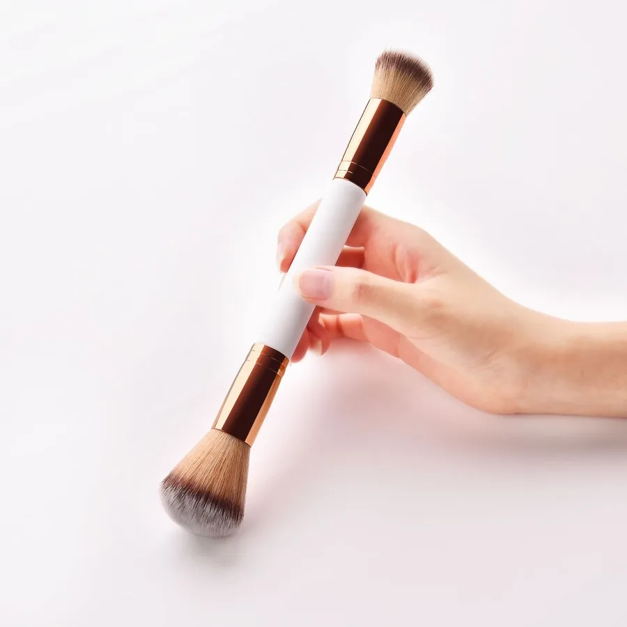 

1pcs Double Head Makeup Brush Foundation Loose Powder Blusher Nylon Hair Wood Make Up Brushes Cosmetic Brush Beauty Tools