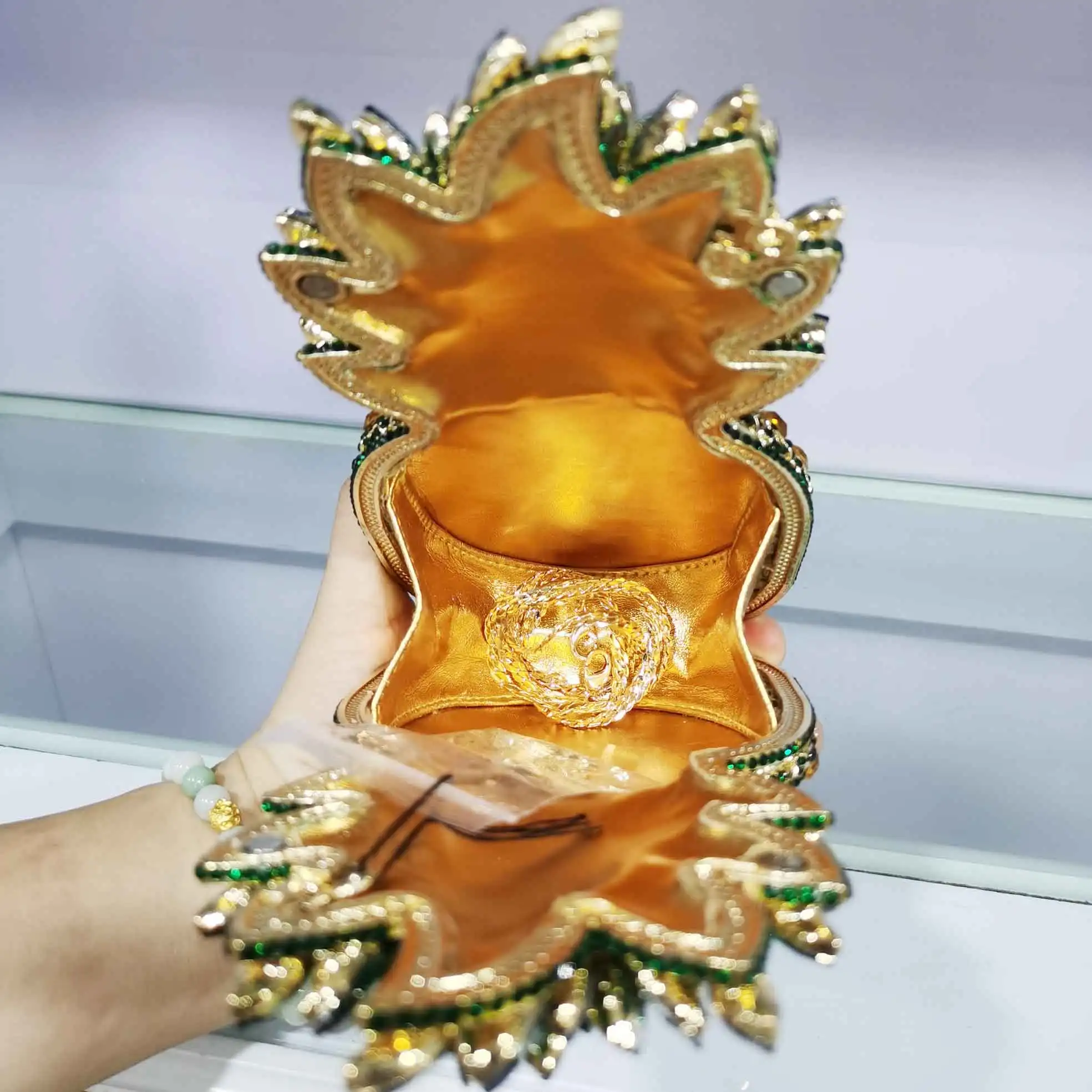 Роскошные вечерние сумки KHNMEET с кристаллами и зеленым ананасом Женский кошелек