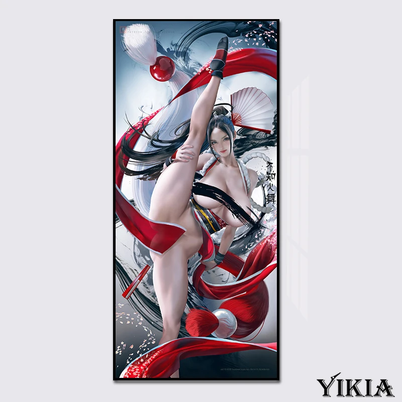 

Sexy Woman 3D Anime Poster Prints Mai Shiranui Print Canvas Wall Picture Custom Art Bedroom Decor Hanging Painting With Frame